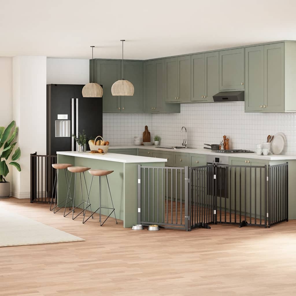 vidaXL 9-tlg. Hundetor mit Tür Faltbar 450 cm Pappelholz