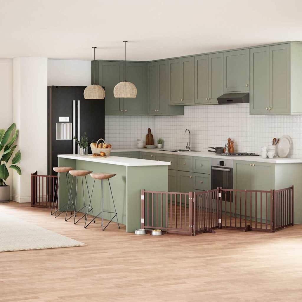 vidaXL 9-tlg. Hundetor mit Tür Faltbar 450 cm Pappelholz