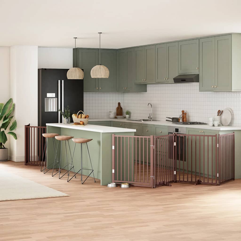 vidaXL 9-tlg. Hundetor mit Tür Faltbar 450 cm Pappelholz