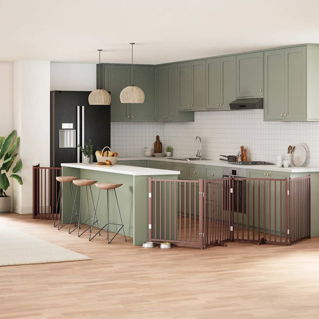 vidaXL 9-tlg. Hundetor mit Tür Faltbar 450 cm Pappelholz