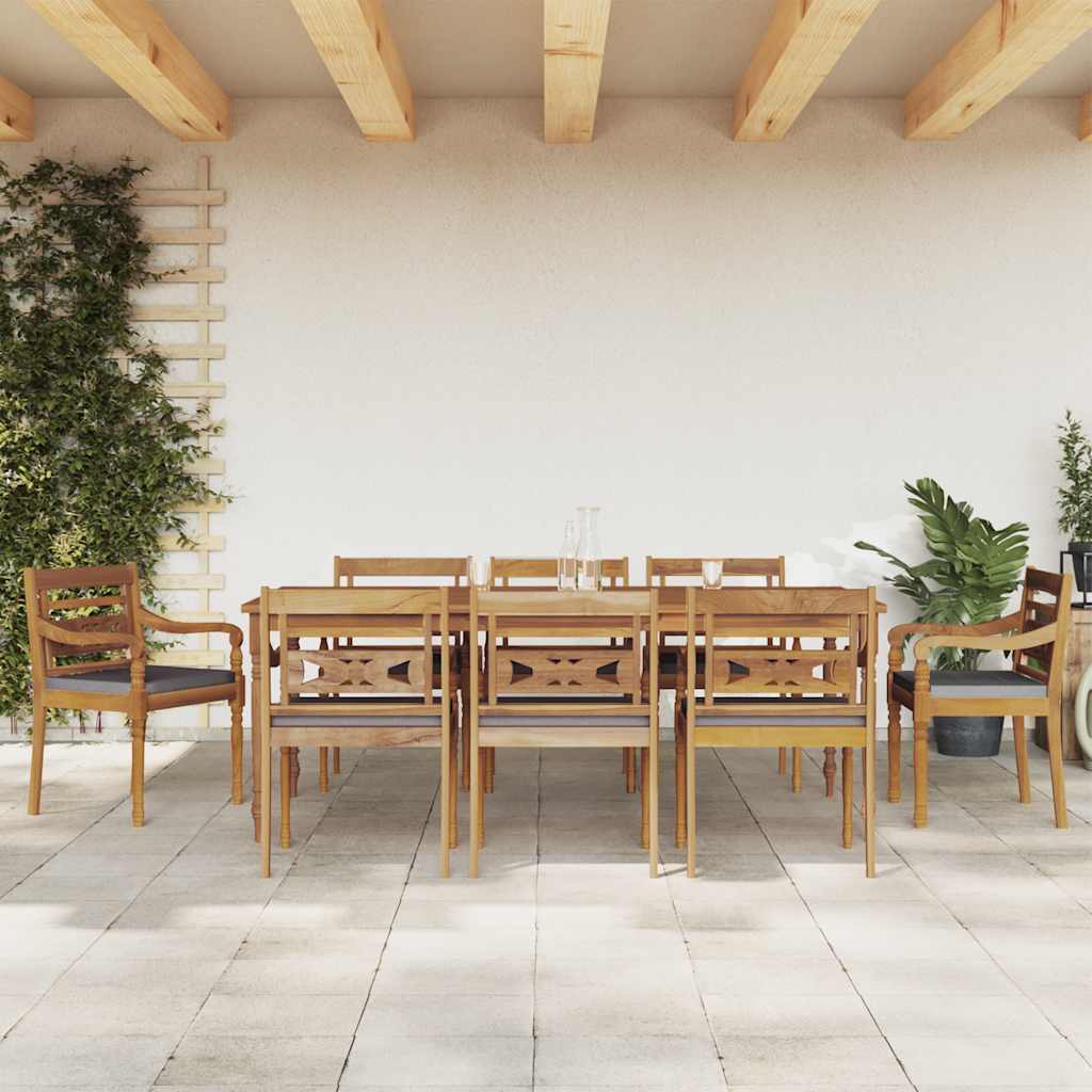 vidaXL 7-tlg. Garten-Essgruppe Massivholz Teak