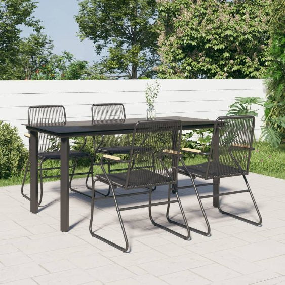 vidaXL 3-tlg. Garten-Essgruppe Schwarz PVC Rattan