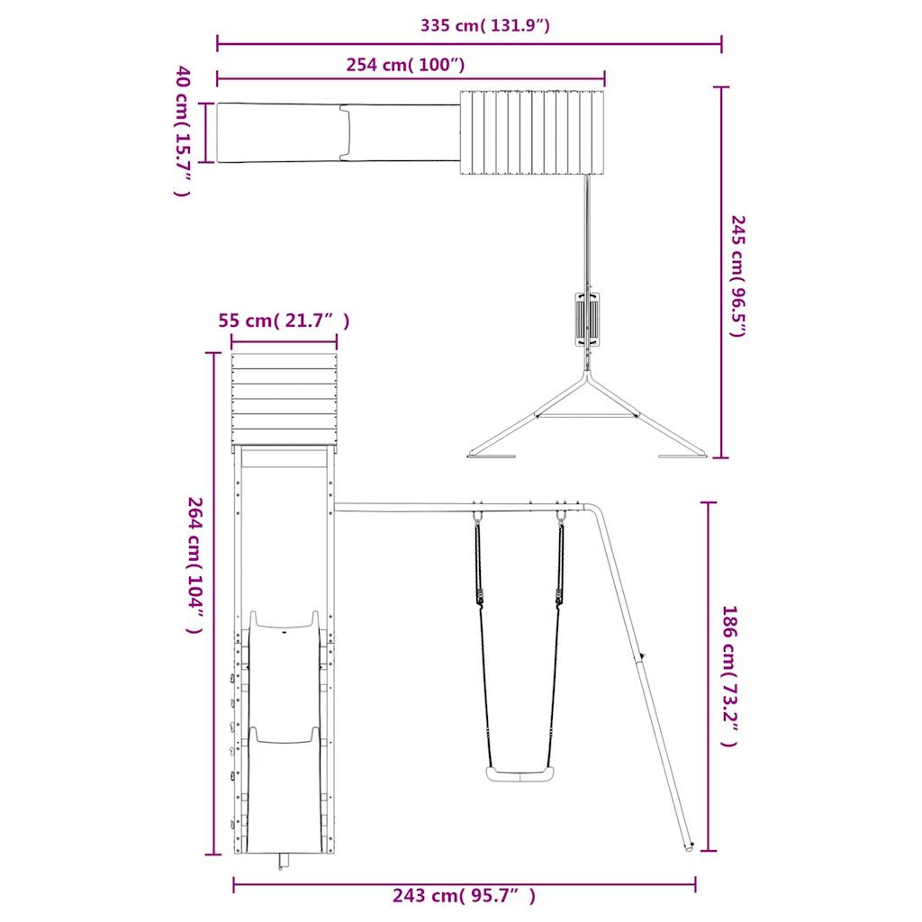 vidaXL Spielturm Massivholz Kiefer