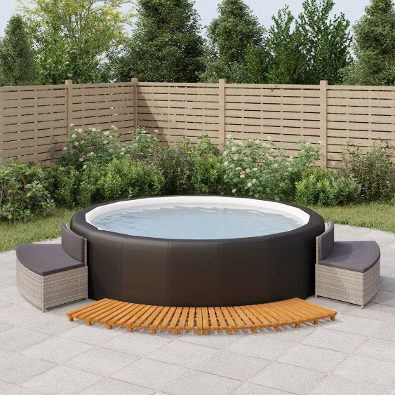 vidaXL Whirlpool-Umrandung Schwarz Poly-Rattan und Massivholz Akazie