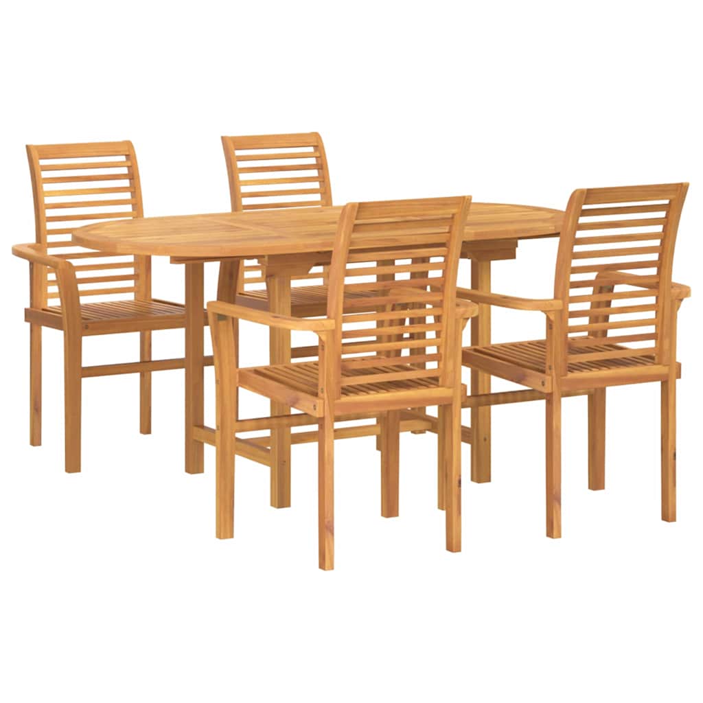 vidaXL Garten Essgruppe 5 pcs Braun Massivholz Teak