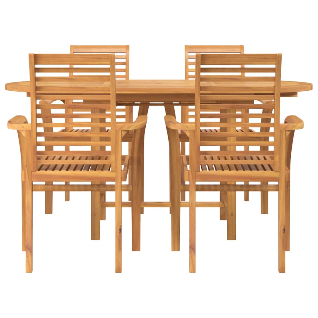vidaXL Garten Essgruppe 5 pcs Braun Massivholz Teak