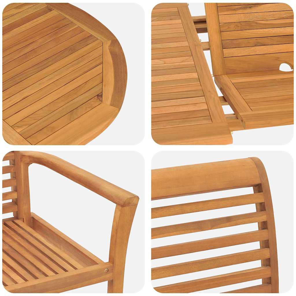 vidaXL Garten Essgruppe 5 pcs Braun Massivholz Teak
