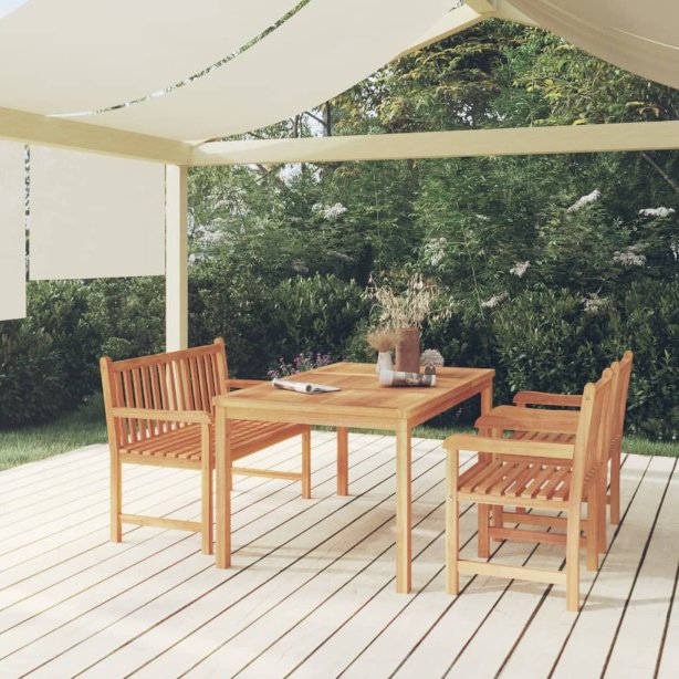 vidaXL 5-teiliges Garten-Ess-Set 150 x 90 cm Massivholz Teak
