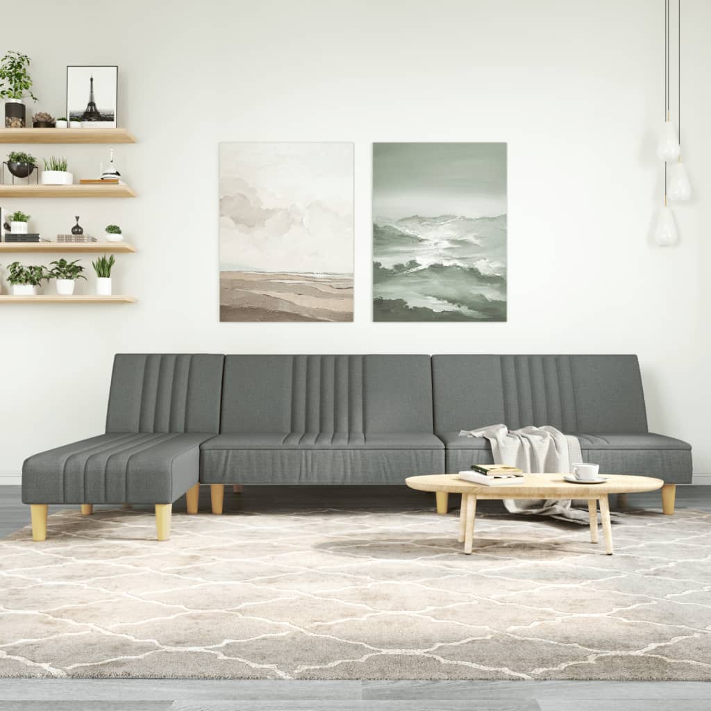vidaXL Schlafsofa in L-Form Hellgrau 255x140x70 cm Stoff