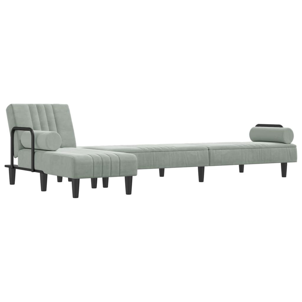 vidaXL Schlafsofa in L-Form Hellgrau 260x140x70 cm Samt
