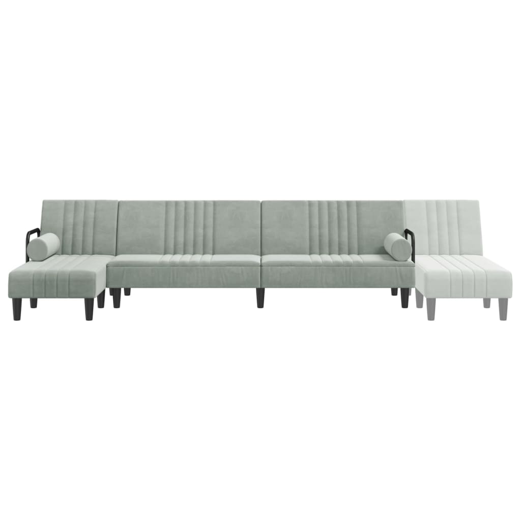 vidaXL Schlafsofa in L-Form Hellgrau 260x140x70 cm Samt