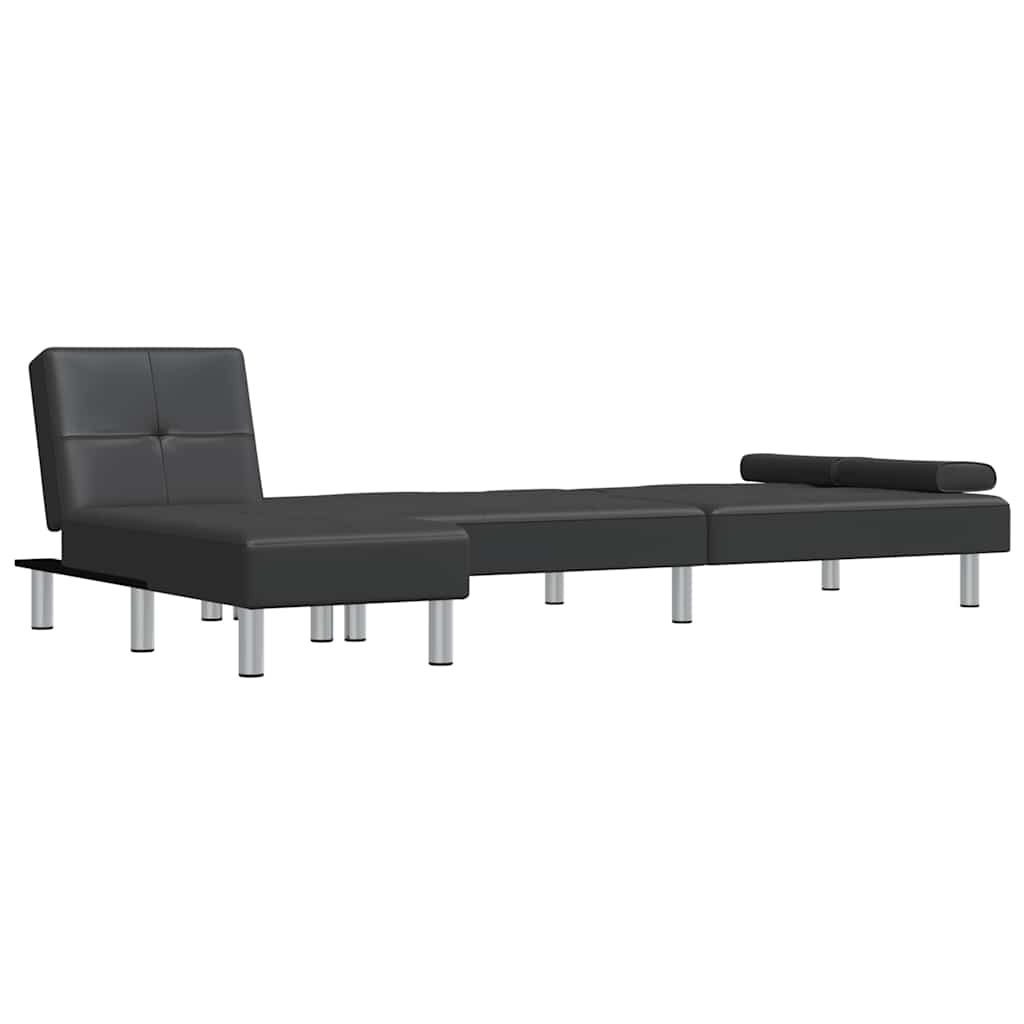 vidaXL Schlafsofa in L-Form Schwarz 255x140x70 cm Kunstleder