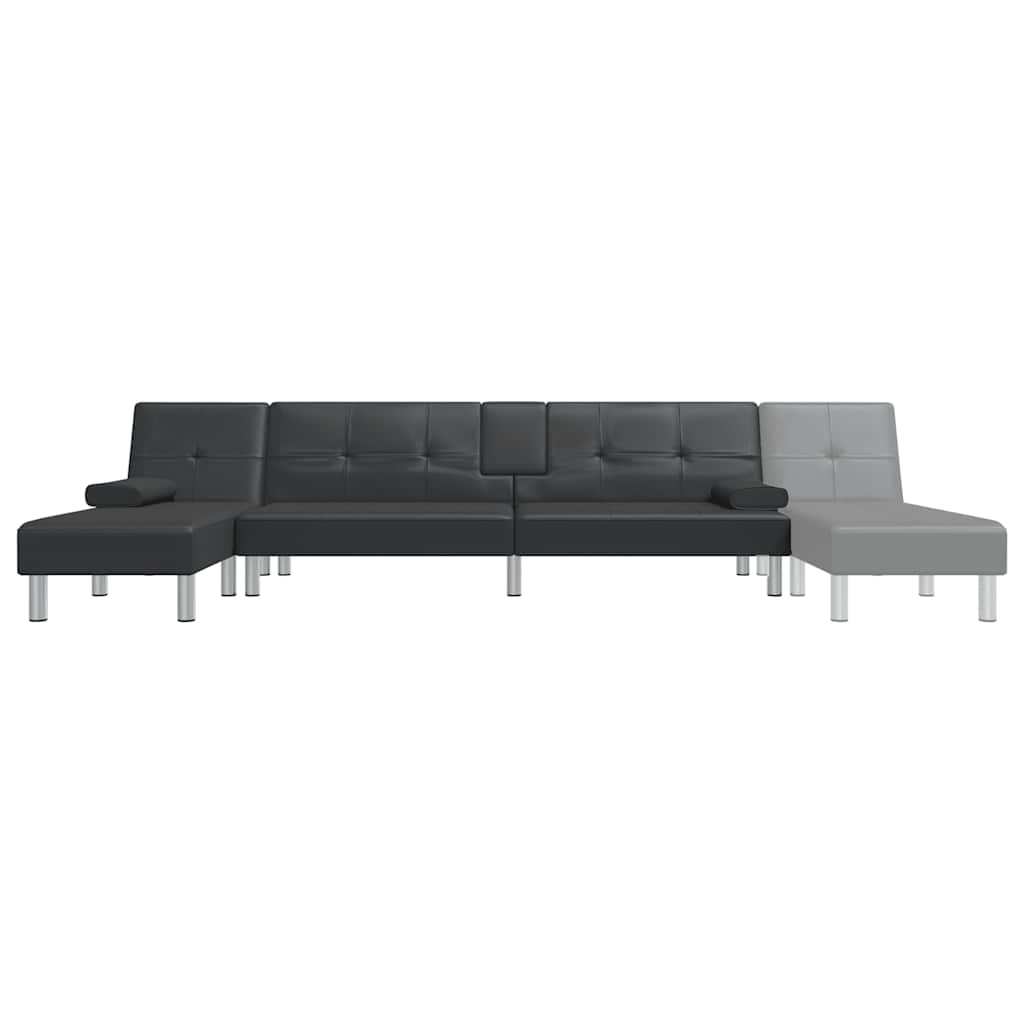 vidaXL Schlafsofa in L-Form Schwarz 255x140x70 cm Kunstleder
