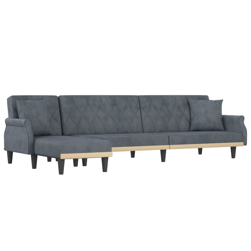 vidaXL Schlafsofa in L-Form Dunkelgrau 271x140x70 cm Samt