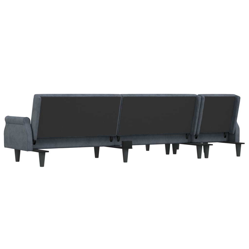 vidaXL Schlafsofa in L-Form Dunkelgrau 271x140x70 cm Samt