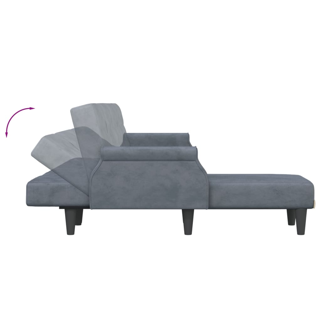vidaXL Schlafsofa in L-Form Dunkelgrau 271x140x70 cm Samt