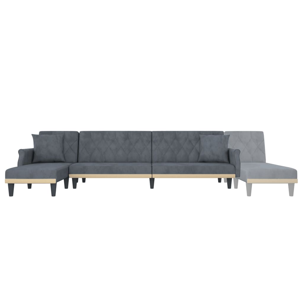 vidaXL Schlafsofa in L-Form Dunkelgrau 271x140x70 cm Samt