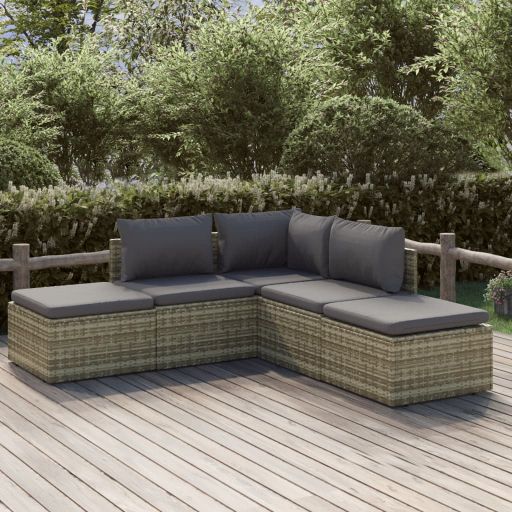 vidaXL 6-tlg. Garten-Lounge-Set mit Kissen Grau Poly Rattan