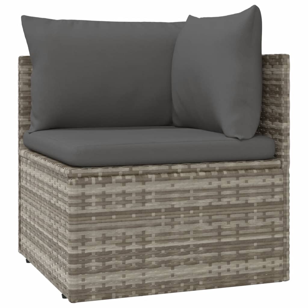 vidaXL 4-tlg. Garten-Lounge-Set mit Kissen Grau Poly Rattan