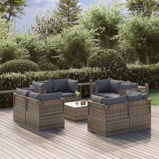 vidaXL Garten-Mittelsofas 4 Stk. Grau 57x57x56 cm Poly Rattan