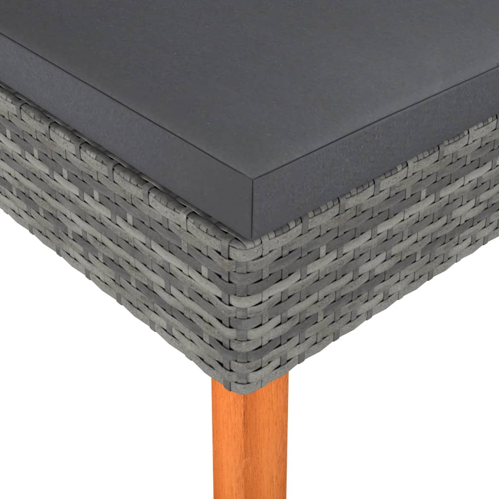 vidaXL Fußbank Poly Rattan und Eukalyptus Massivholz