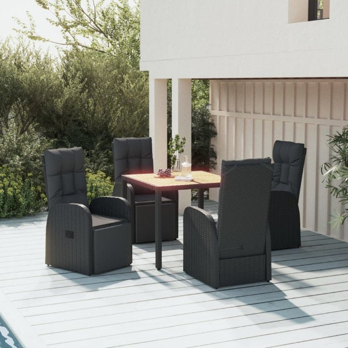 vidaXL 3-tlg. Garten-Essgruppe Schwarz Poly Rattan & Massivholz Akazie