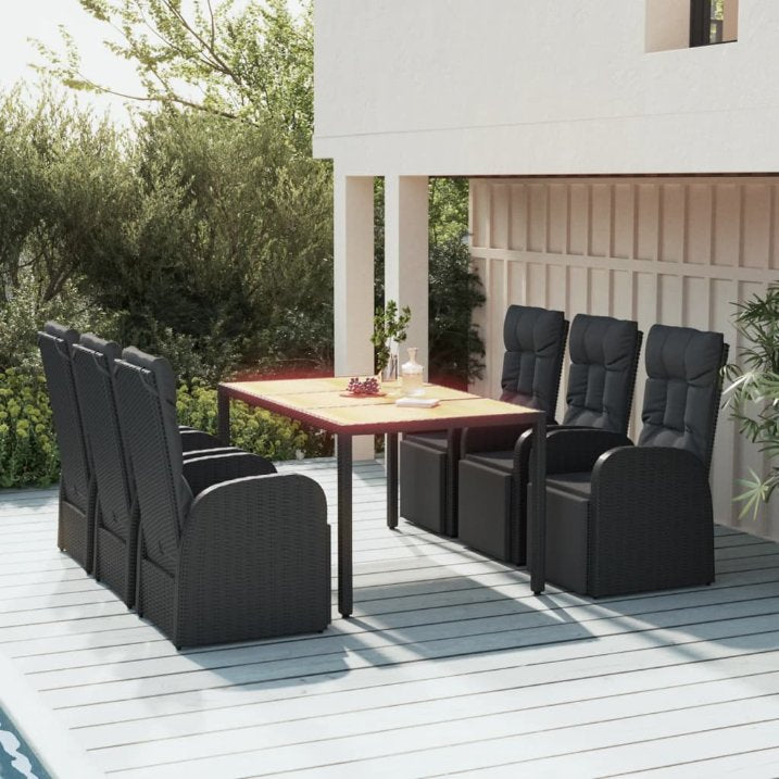 vidaXL 3-tlg. Garten-Essgruppe Schwarz Poly Rattan & Massivholz Akazie