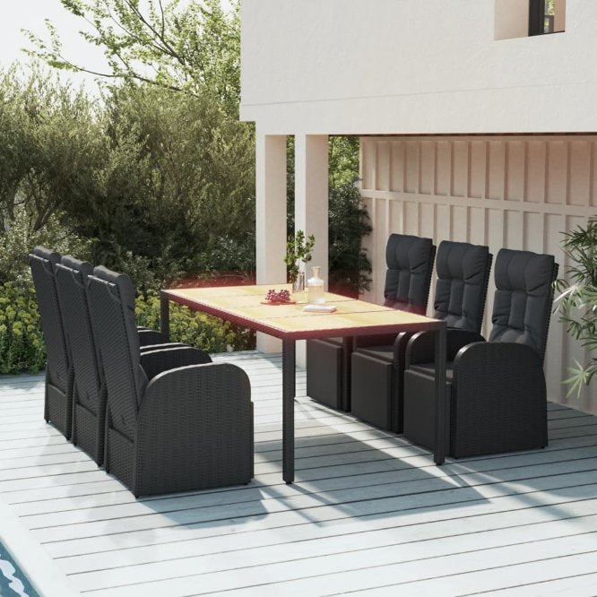 vidaXL 3-tlg. Garten-Essgruppe Schwarz Poly Rattan & Massivholz Akazie