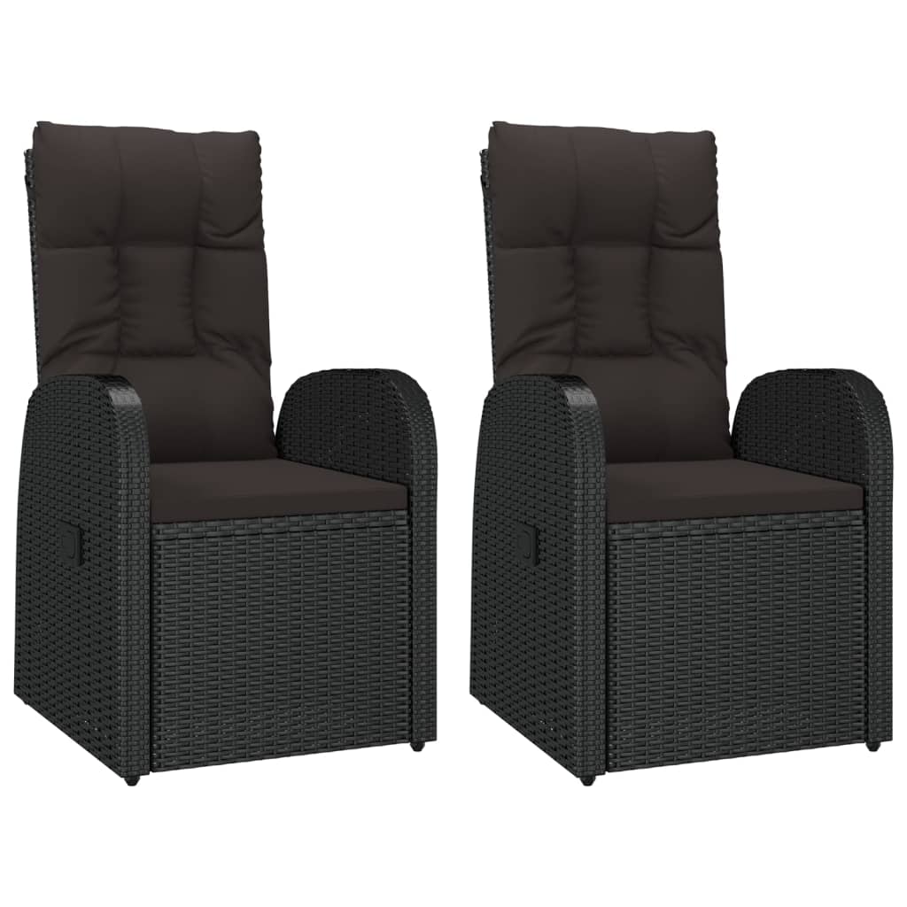 vidaXL 3-tlg. Garten-Lounge-Set Schwarz Poly Rattan Massivholz Akazie