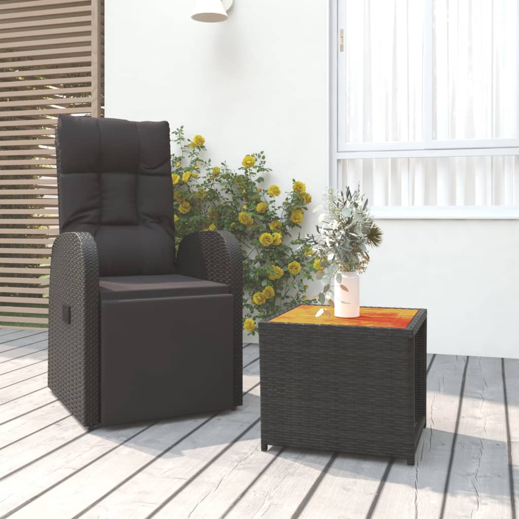 vidaXL 3-tlg. Garten-Lounge-Set Schwarz Poly Rattan Massivholz Akazie