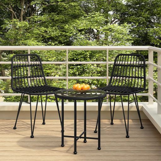 vidaXL 3-tlg. Garten-Essgruppe Poly Rattan