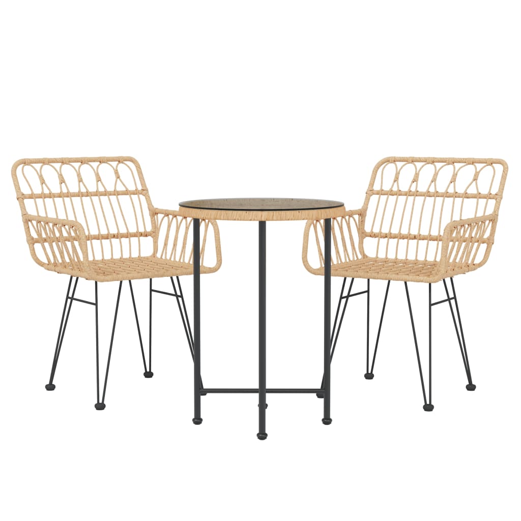 vidaXL 3-tlg. Garten-Essgruppe Poly Rattan