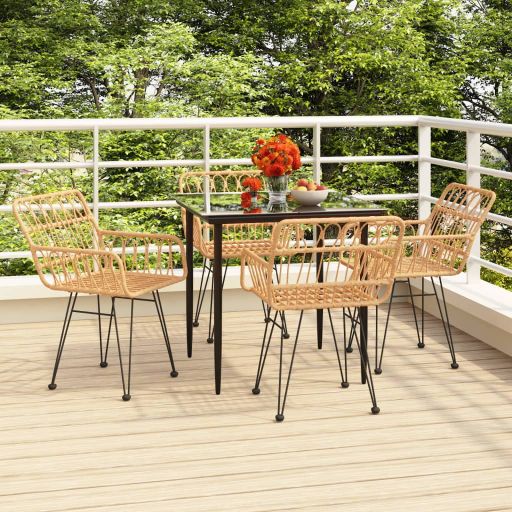vidaXL 3-tlg. Garten-Essgruppe Poly Rattan