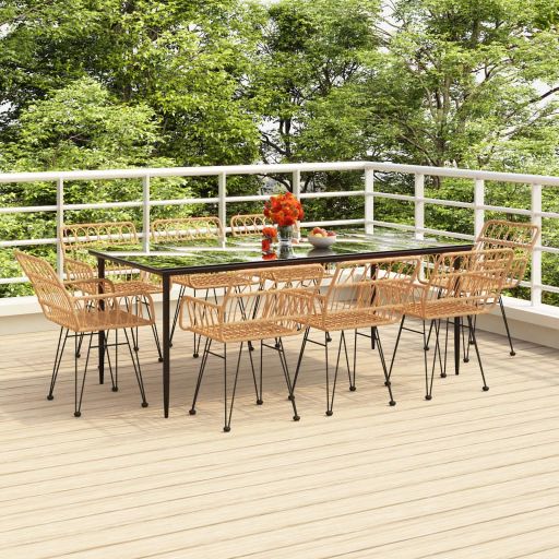 vidaXL 3-tlg. Garten-Essgruppe Poly Rattan