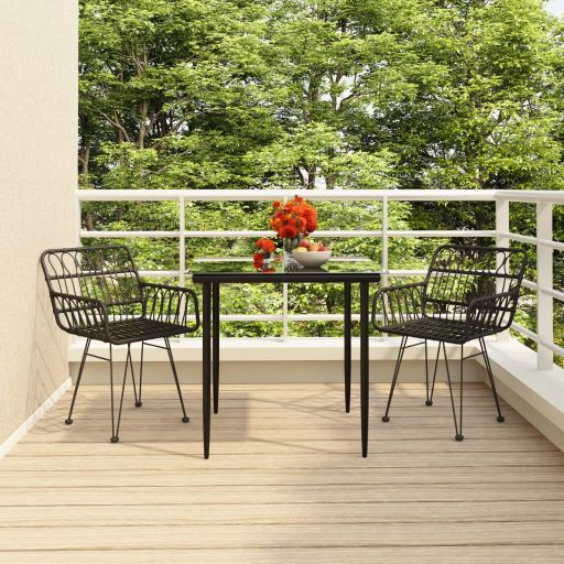 vidaXL 3-tlg. Garten-Essgruppe Poly Rattan
