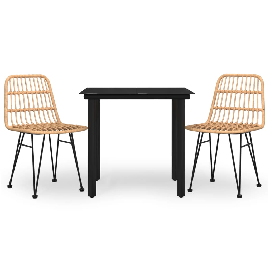 vidaXL 3-tlg. Garten-Essgruppe Poly Rattan