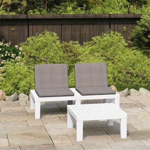vidaXL 4-tlg. Garten-Lounge-Set mit Auflagen Kunststoff Weiß