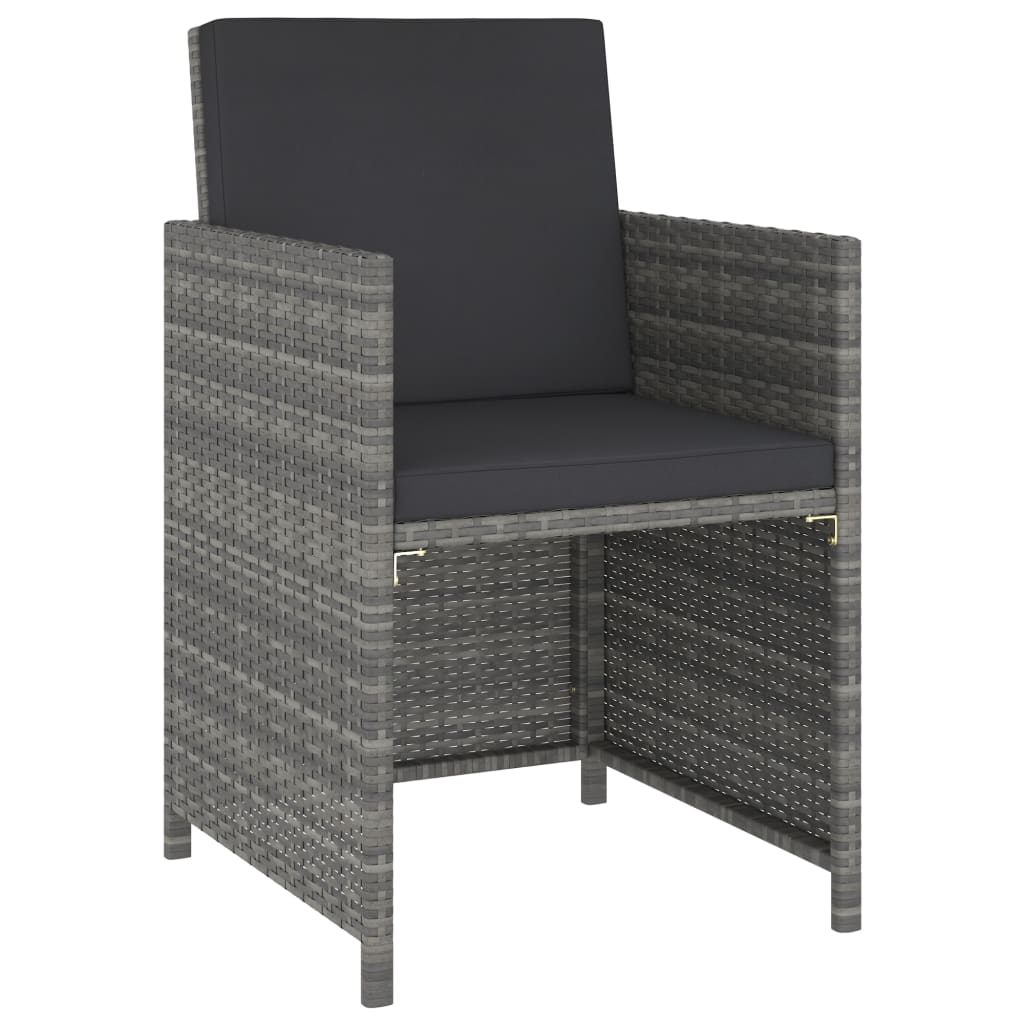 vidaXL 6-tlg. Garten-Essgruppe Poly Rattan Akazie Massivholz Grau