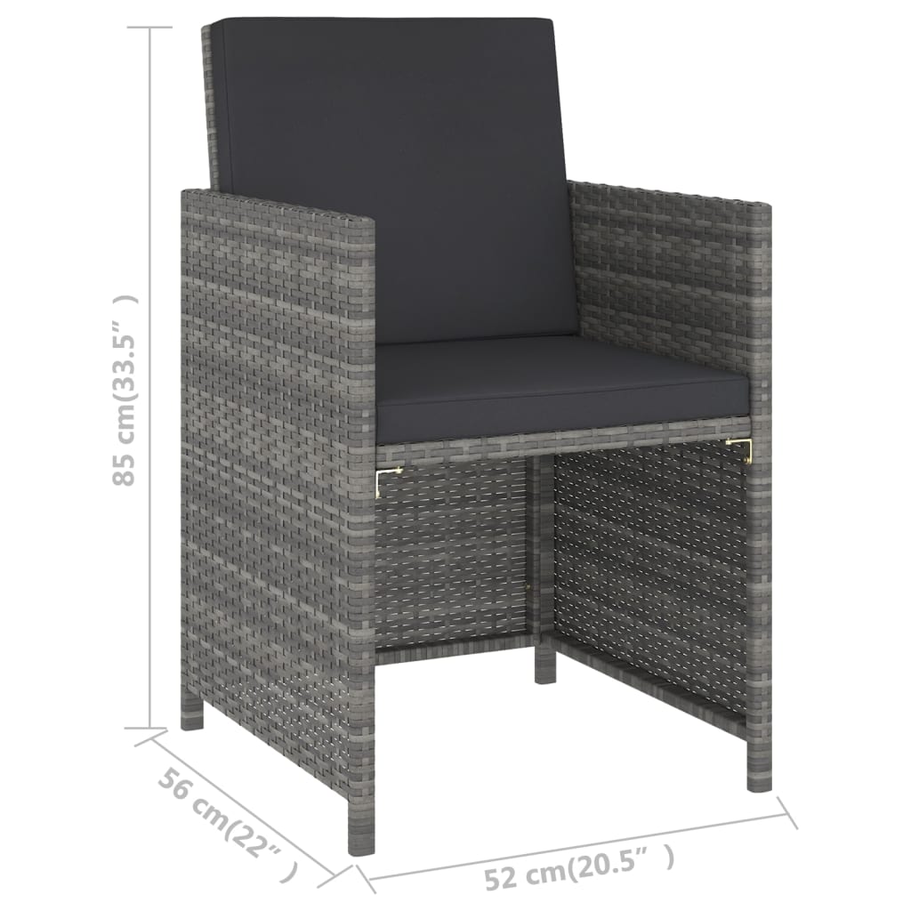 vidaXL 6-tlg. Garten-Essgruppe Poly Rattan Akazie Massivholz Grau