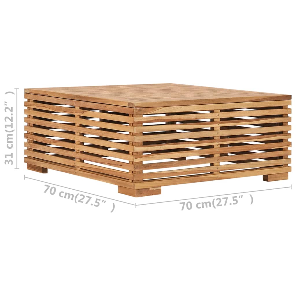 vidaXL Gartentisch und Fußhocker Set mit Creme Kissen Teak Massivholz