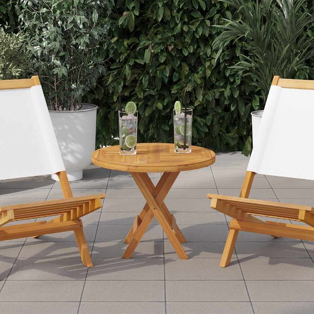 vidaXL Tischplatte Massivholz Teak Rund 2,5 cm 40 cm