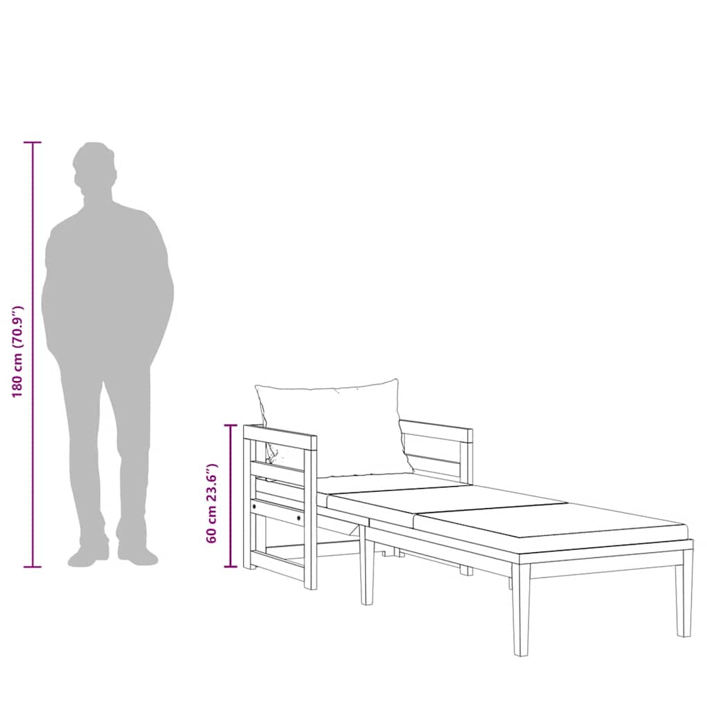 vidaXL Sonnenliege mit Cremeweißen Kissen Massivholz Akazie