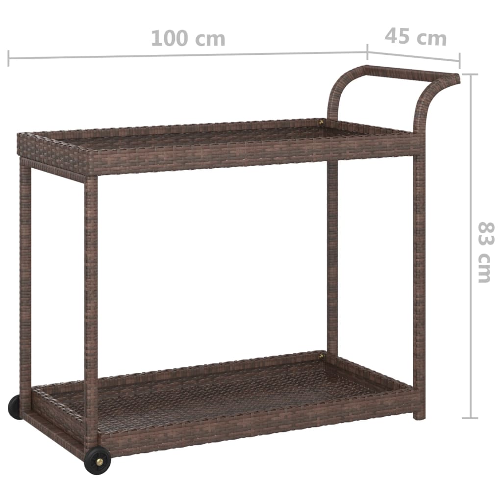 vidaXL Barwagen Braun 100x45x83 cm Poly Rattan