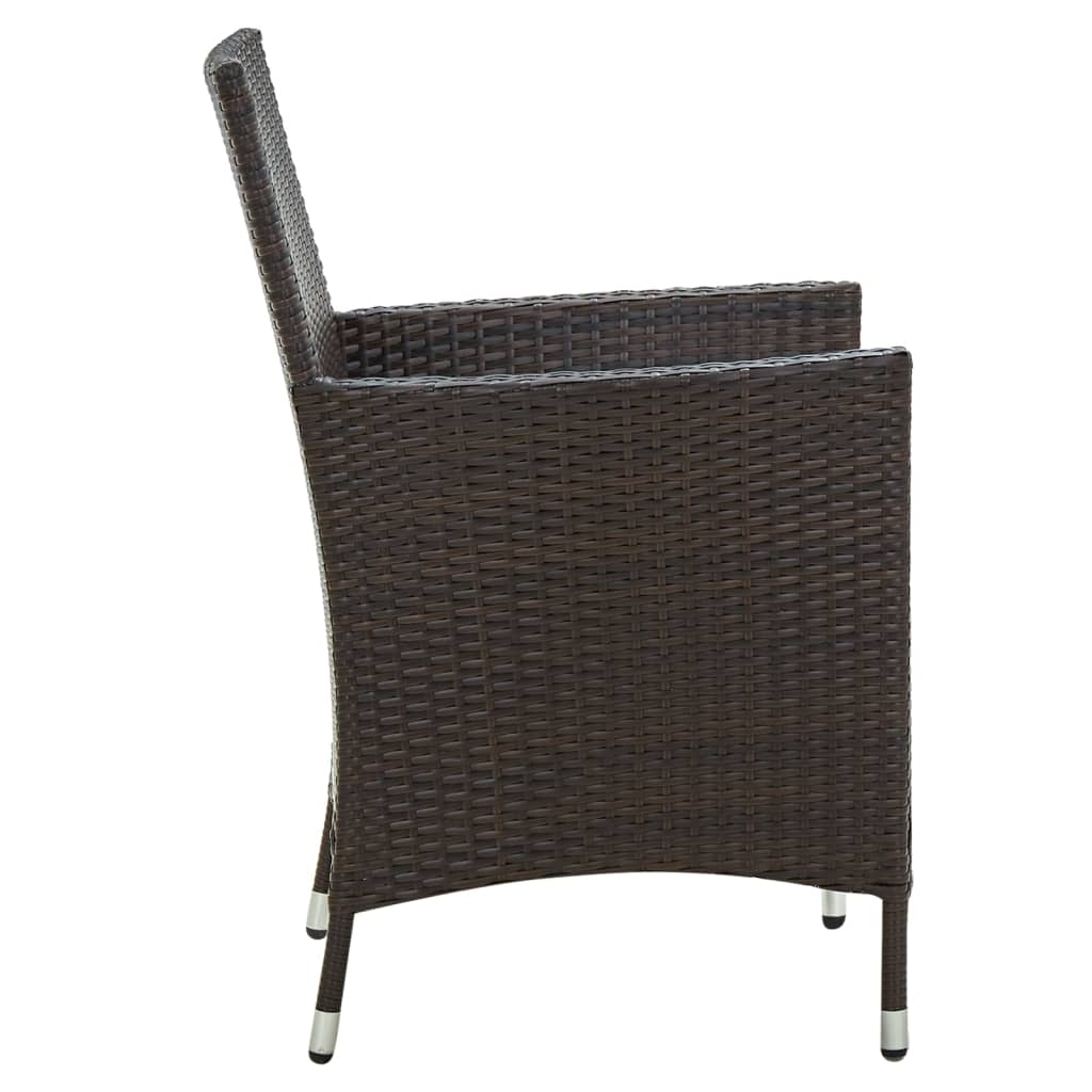 vidaXL Gartenstühle mit Sitzpolster 2 Stk. Poly Rattan Braun