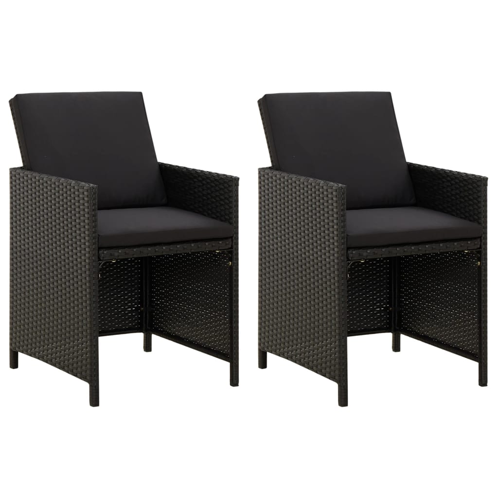 vidaXL 4-tlg. Gartenstuhl und Hocker Set Poly Rattan Schwarz