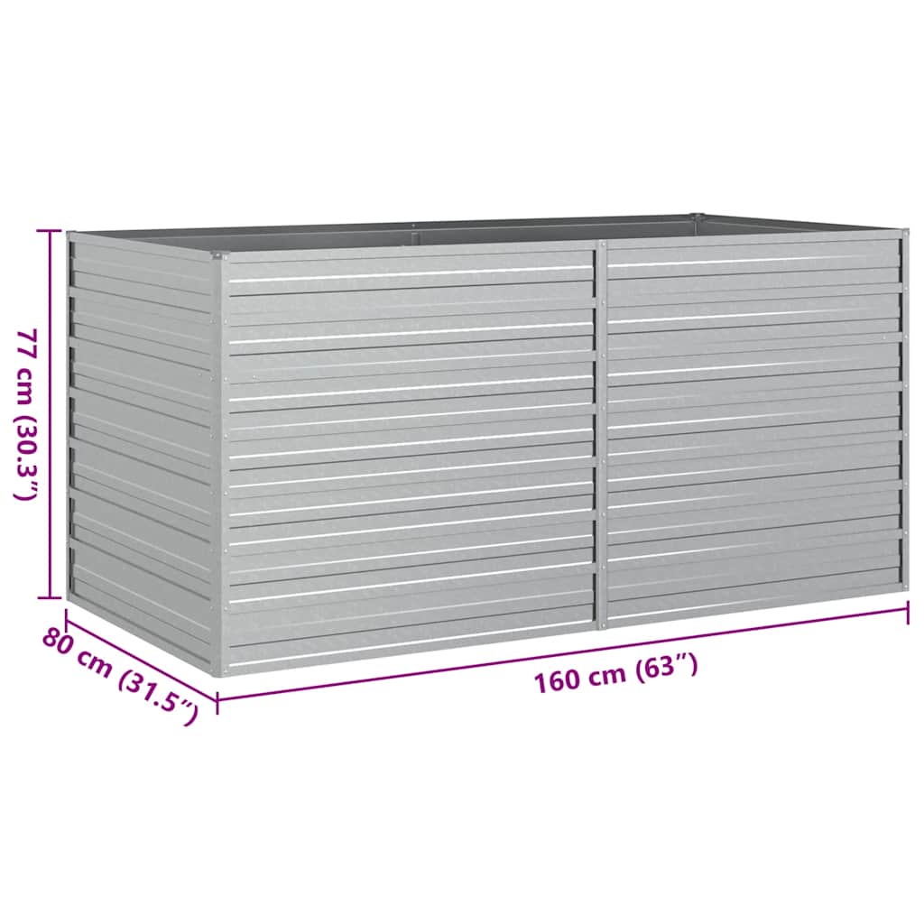 vidaXL Garten-Hochbeet 160x80x77 cm Verzinkter Stahl Silbern