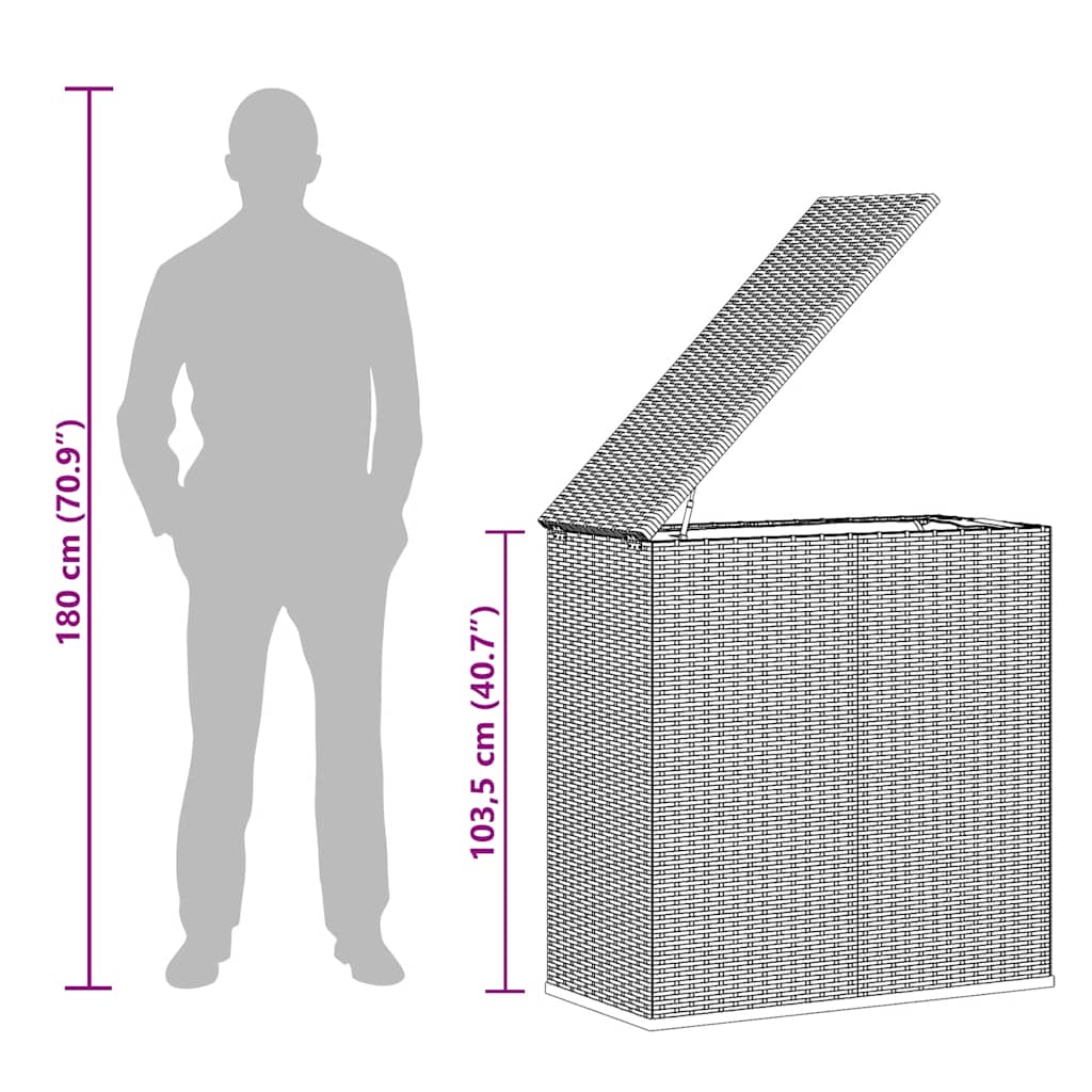 vidaXL Garten-Kissenbox PE Rattan 100x49x103,5 cm Schwarz