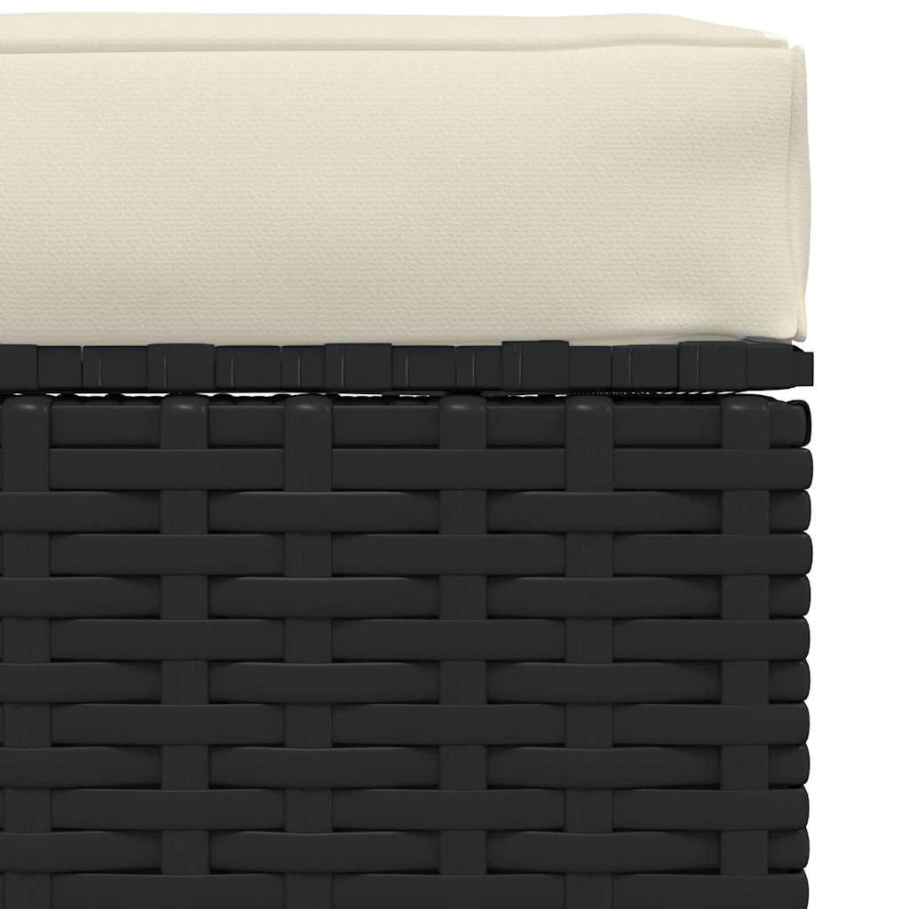 vidaXL Garten-Fußhocker mit Kissen Schwarz 70x70x30 cm Poly Rattan