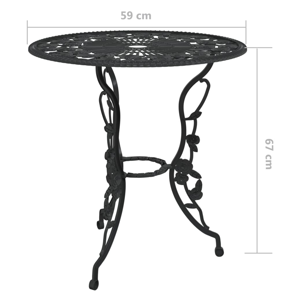 vidaXL 3-tlg. Bistro-Set Aluminiumguss Schwarz