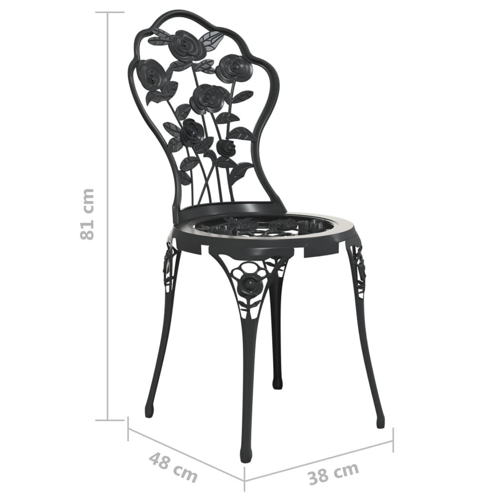 vidaXL 3-tlg. Bistro-Set Aluminiumguss Schwarz